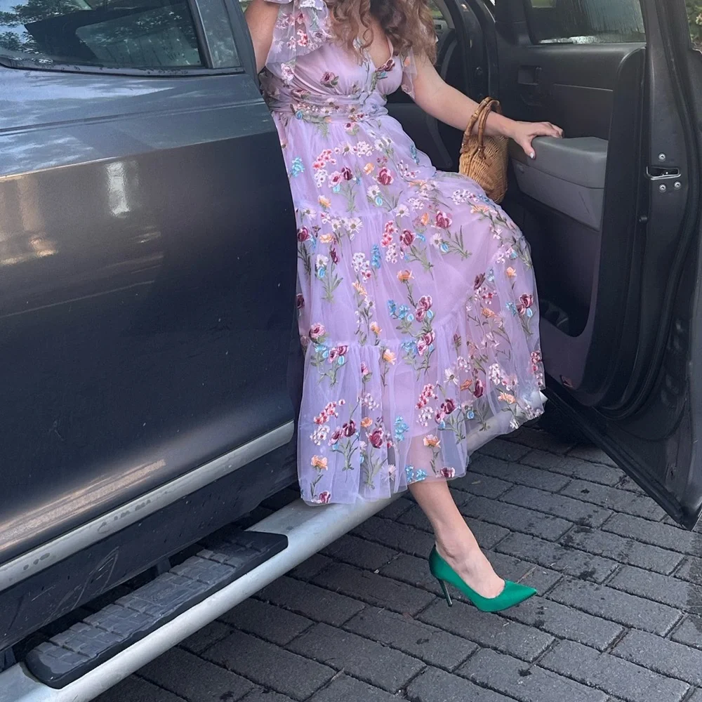 JessaKae Margaret Midi Pink Floral Dress - Picture 1 of 5